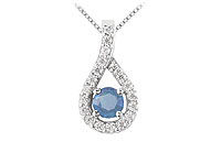 Sapphire and Diamond Pendant : 14K White Gold - 0.50 CT TGW