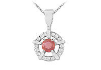 Ruby and Diamond Pendant : 14K White Gold - 0.50 CT TGW