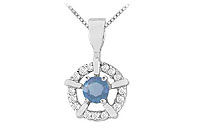 Sapphire and Diamond Pendant : 14K White Gold - 0.50 CT TGW