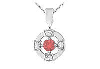 Ruby and Diamond Pendant : 14K White Gold - 0.25 CT TGW