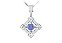 Sapphire and Diamond + Pendant : 14K White Gold - 0.50 CT TGW