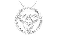 Diamond Circle and Heart Pendant : 14K White Gold - 1.25 CT Diamonds
