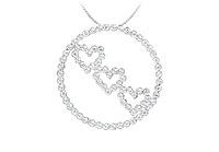 Diamond Circle and Heart Pendant : 14K White Gold - 1.25 CT Diamonds