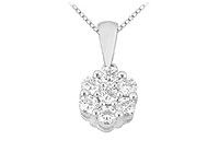 Diamond Flower Pendant : 14K White Gold - 0.25 CT Diamonds