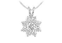Diamond Flower Pendant : 14K White Gold - 0.75 CT Diamonds
