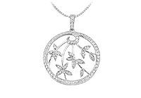 Diamond Circle Pendant : 14K White Gold - 0.55 CT Diamonds