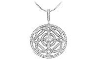 Diamond Circle Pendant : 14K White Gold - 1.00 CT Diamonds