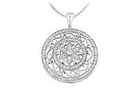 Diamond Circle Pendant : 14K White Gold - 0.75 CT Diamonds