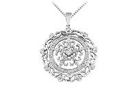 Diamond Circle Pendant : 14K White Gold - 0.66 CT Diamonds