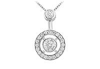 Diamond Circle Pendant : 14K White Gold - 0.33 CT Diamonds
