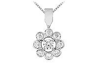 Diamond Flower Pendant : 14K White Gold - 0.33 CT Diamonds
