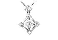 Diamond Square Pendant : 14K White Gold - 0.33 CT Diamonds
