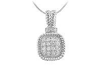 Diamond Square Pendant : 14K White Gold - 0.50 CT Diamonds