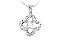 Diamond Flower Pendant : 14K White Gold - 0.50 CT Diamonds