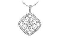 Diamond Floral Pendant : 14K White Gold - 0.75 CT Diamonds