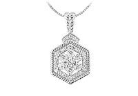 Diamond Geometric Design Pendant : 14K White Gold - 0.66 CT Diamonds
