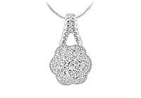 Diamond Flower Pendant : 14K White Gold - 0.50 CT Diamonds