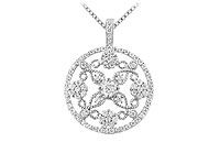 Diamond Circle Pendant : 14K White Gold - 1.25 CT Diamonds