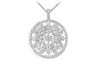 Diamond Circle Pendant : 14K White Gold - 1.50 CT Diamonds