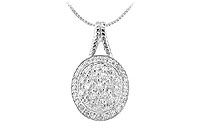 Diamond Circle Pendant : 14K White Gold - 1.00 CT Diamonds