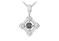 Black and White Diamond Circle Pendant : 14K White Gold - 0.50 CT Diamonds