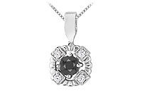 Black and White Diamond Pendant : 14K White Gold - 0.50 CT Diamonds