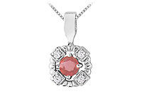 Ruby and Diamond Pendant : 14K White Gold - 0.50 CT TGW
