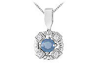 Sapphire and Diamond Pendant : 14K White Gold - 0.50 CT TGW