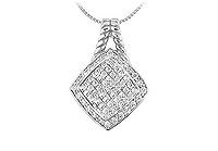 Diamond Square Pendant : 14K White Gold - 1.00 CT Diamonds