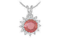 Ruby and Diamond Pendant : 14K White Gold - 1.00 CT TGW
