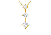 Princess Diamond Pendant : 14K Yellow Gold - 0.25 CT Diamonds