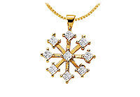 Diamond Flower Pendant : 14K Yellow Gold - 1.00 CT Diamonds