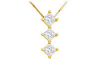 Princess Diamond Pendant : 14K Yellow Gold - 1.00 CT Diamonds