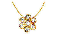 Diamond Flower Pendant : 14K Yellow Gold - 0.50 CT Diamonds