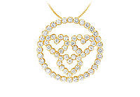 Diamond Circle and Heart Pendant : 14K Yellow Gold - 1.25 CT Diamonds