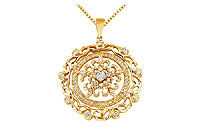 Diamond Circle Pendant : 14K Yellow Gold - 0.66 CT Diamonds