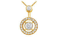 Diamond Circle Pendant : 14K Yellow Gold - 0.33 CT Diamonds