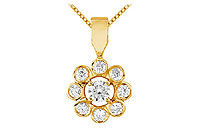 Diamond Flower Pendant : 14K Yellow Gold - 0.33 CT Diamonds