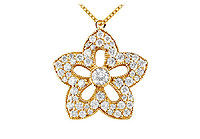 Diamond Flower Pendant : 14K Yellow Gold - 1.00 CT Diamonds