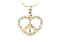 Diamond Heart Pendant : 14K Yellow Gold - 0.66 CT Diamonds
