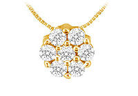 Diamond Flower Pendant : 14K Yellow Gold - 0.15 CT Diamonds