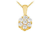 Diamond Flower Pendant : 14K Yellow Gold - 0.25 CT Diamonds