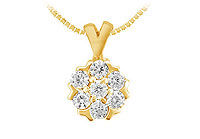 Diamond Flower Pendant : 14K Yellow Gold - 0.25 CT Diamonds