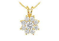 Diamond Flower Pendant : 14K Yellow Gold - 0.75 CT Diamonds
