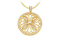 Diamond Circle Pendant : 14K Yellow Gold - 0.75 CT Diamonds