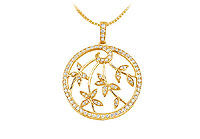 Diamond Circle Pendant : 14K Yellow Gold - 0.55 CT Diamonds