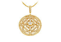 Diamond Circle Pendant : 14K Yellow Gold - 1.00 CT Diamonds
