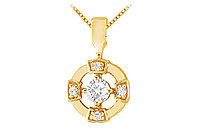 Diamond Circle Pendant : 14K Yellow Gold - 0.25 CT Diamonds
