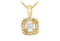 Diamond Circle Pendant : 14K Yellow Gold - 0.25 CT Diamonds