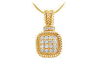 Diamond Square Pendant : 14K Yellow Gold - 0.50 CT Diamonds